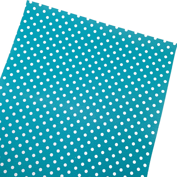 Turquoise & White Polka Dot Custom Print on Premium Faux Leather