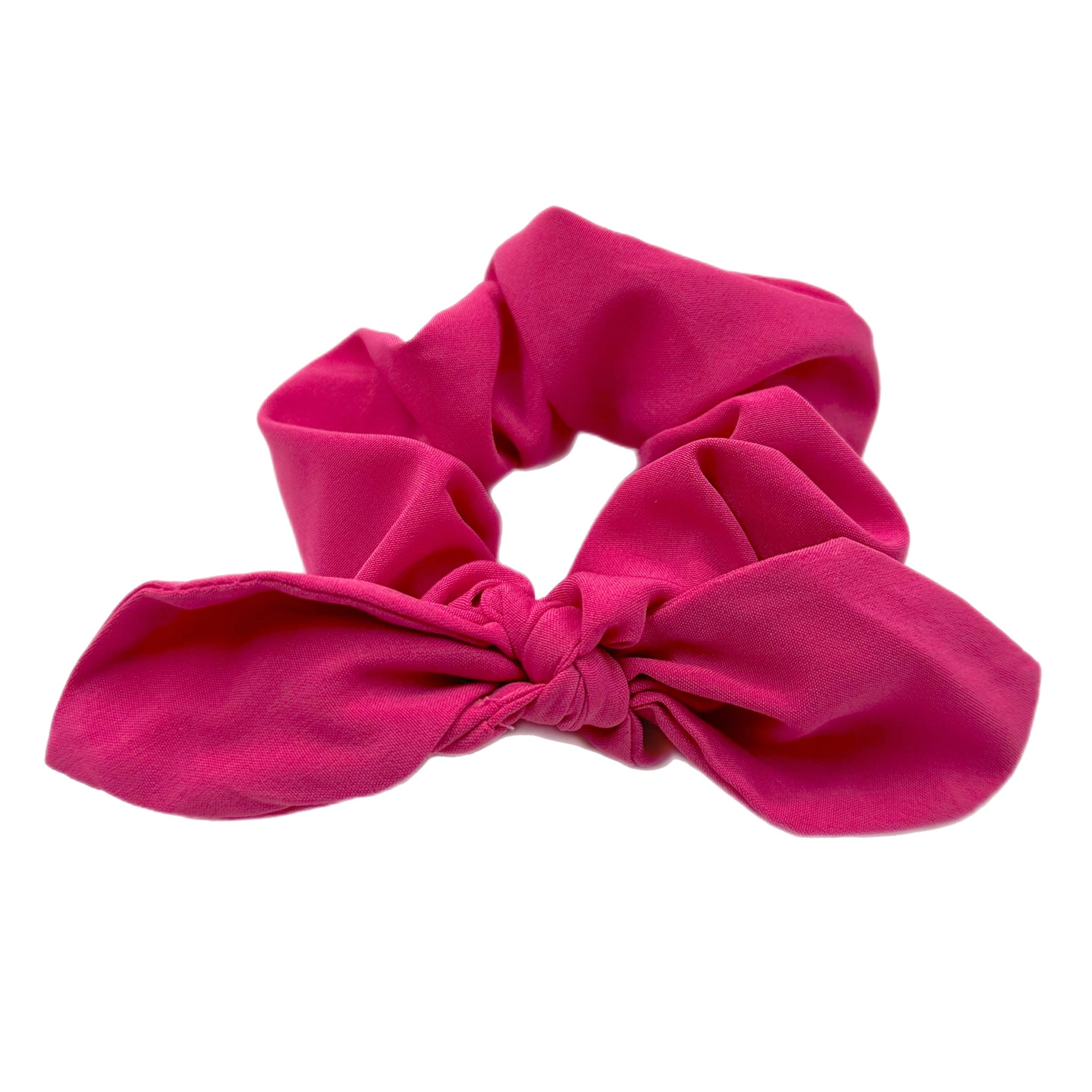 Pink  Hand Tied Knotted Bow Scrunchie