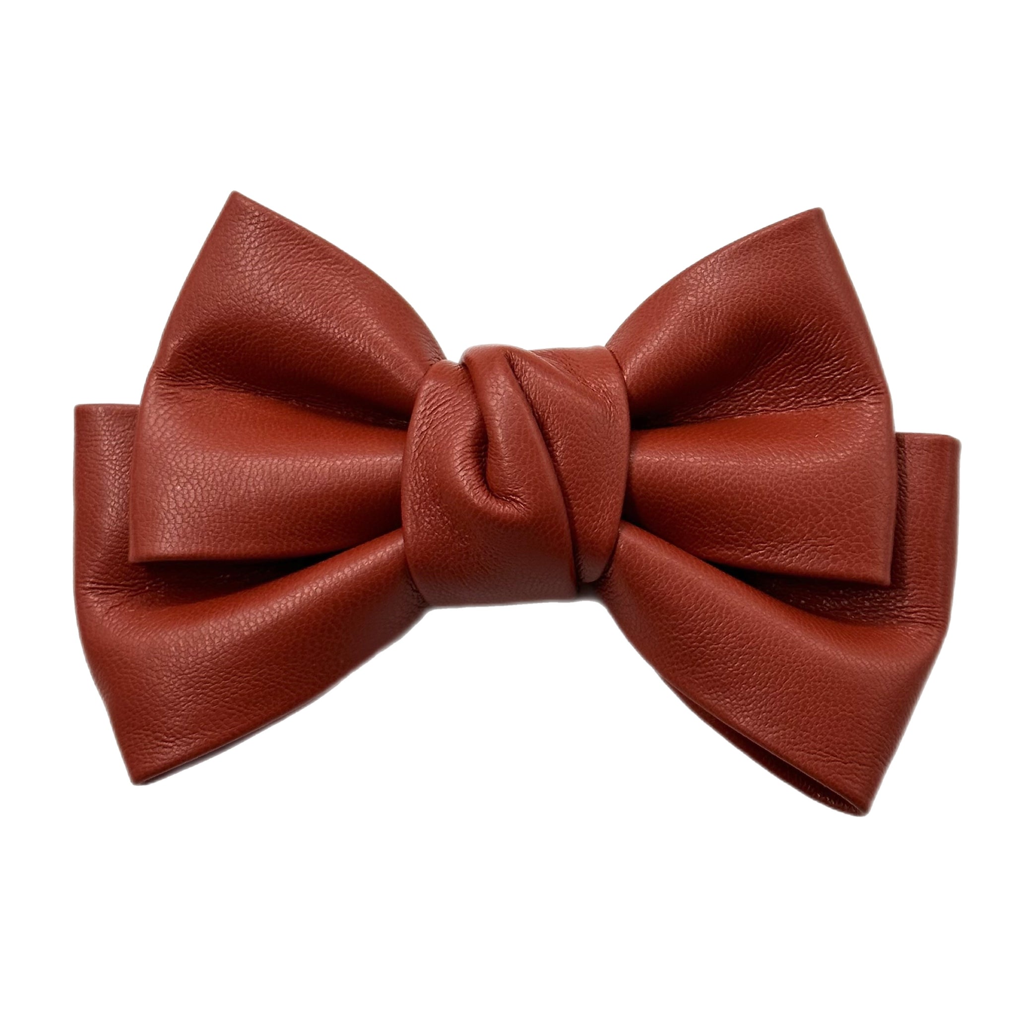 Burnt Orange Faux Leather  5" Pre-Tied Bow