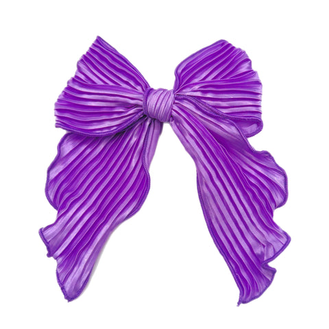 Light Purple Plisse Large Serged Edge Pre-Tied Fabric Bow