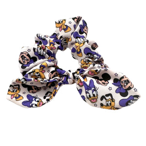 (Purple) Mouse Friends Forever Hand Tied Knotted Bow Scrunchie