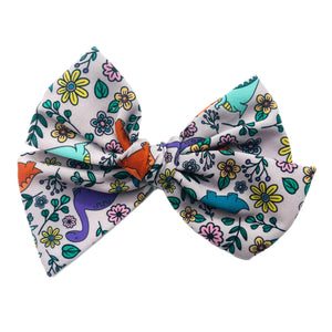 Pretty Little Dinos 5" Pre-Tied Fabric Bow