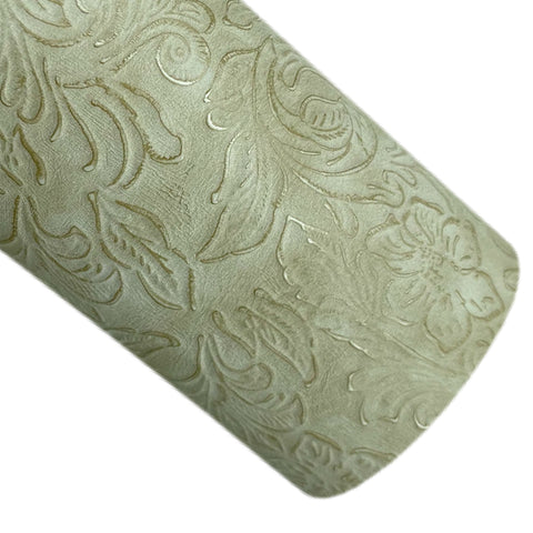 Beige Embossed Faux Leather