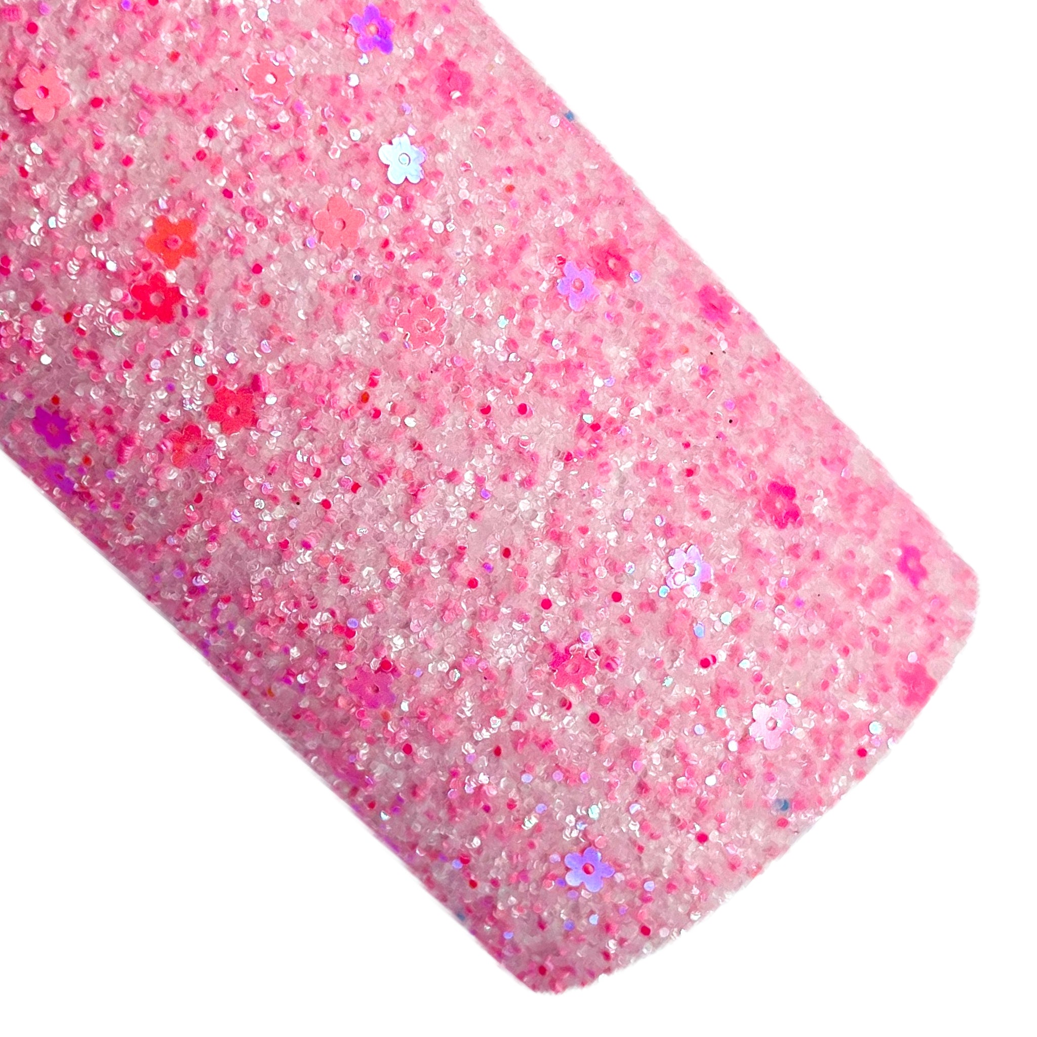 Pink Funky Flowers Chunky Glitter