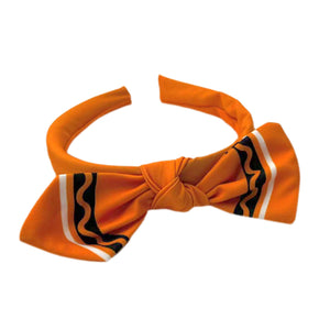 Orange Crayon Hand Tied Knotted Bow Headband