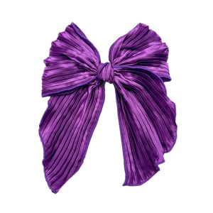 Purple Plisse Large Serged Edge Pre-Tied Fabric Bow