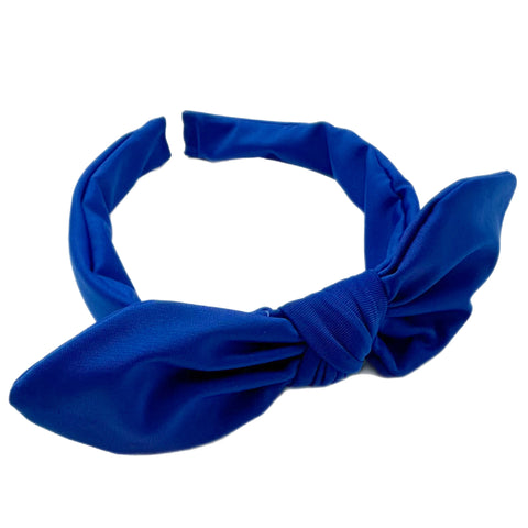 Royal Blue Hand Tied Knotted Bow Swim Headband