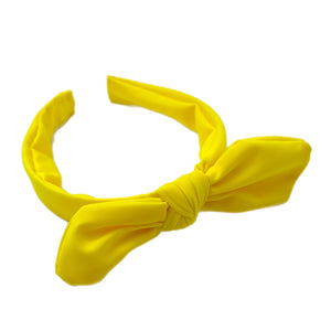 Yellow Hand Tied Knotted Bow Swim Headband