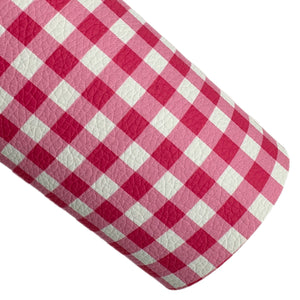 Bright Pink & White Gingham Custom Print on Premium Faux Leather