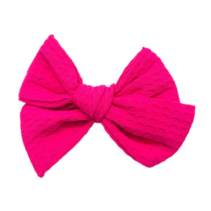 Pink 5" Pre-Tied Waffle Knit Bow