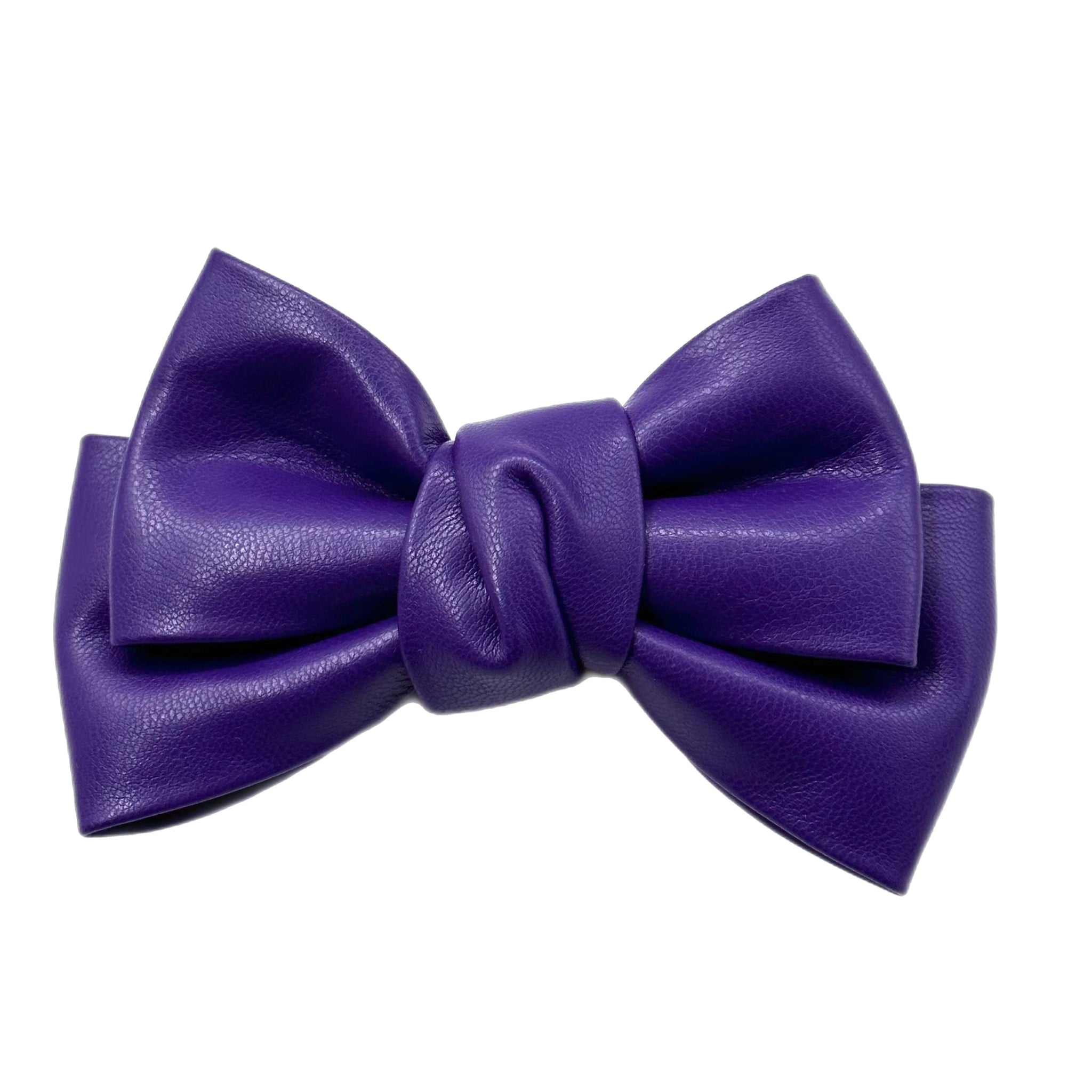 Purple Faux Leather  5" Pre-Tied Bow