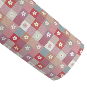 Muted Multi Color Checker Daisy Custom Print on Smooth Faux Leather