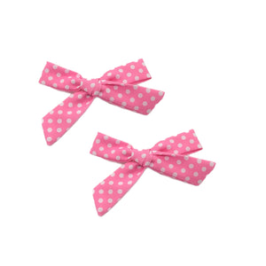 Pink w/ White Dots 4" Pre-Tied Bow