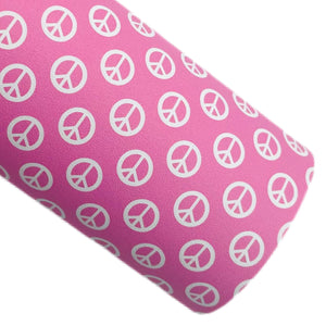 (Pink) Peace Signs Custom Print on Smooth Faux Leather