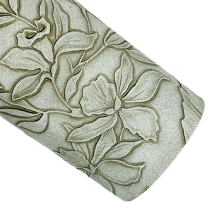 Light Gray Floral Embossed Faux Leather