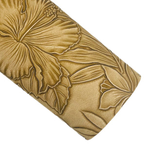 Tan Floral Embossed Faux Leather
