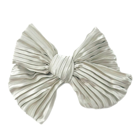 Silver Plisse 5" Pre-Tied Fabric Bow