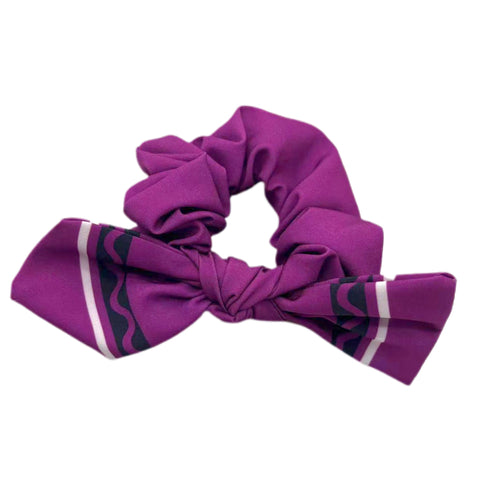 Purple Crayon Hand Tied Knotted Bow Scrunchie