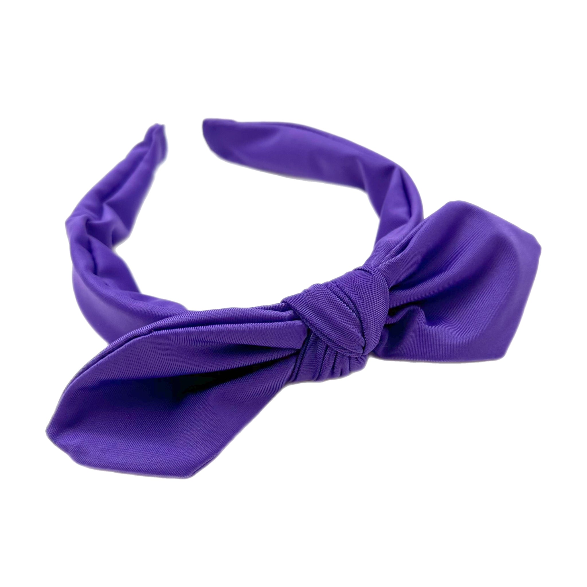 Dark Purple Hand Tied Knotted Bow Swim Headband