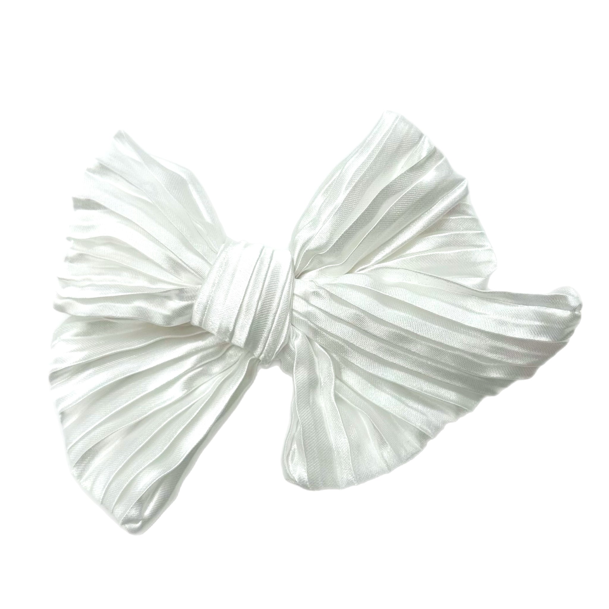 White Plisse 5" Pre-Tied Fabric Bow