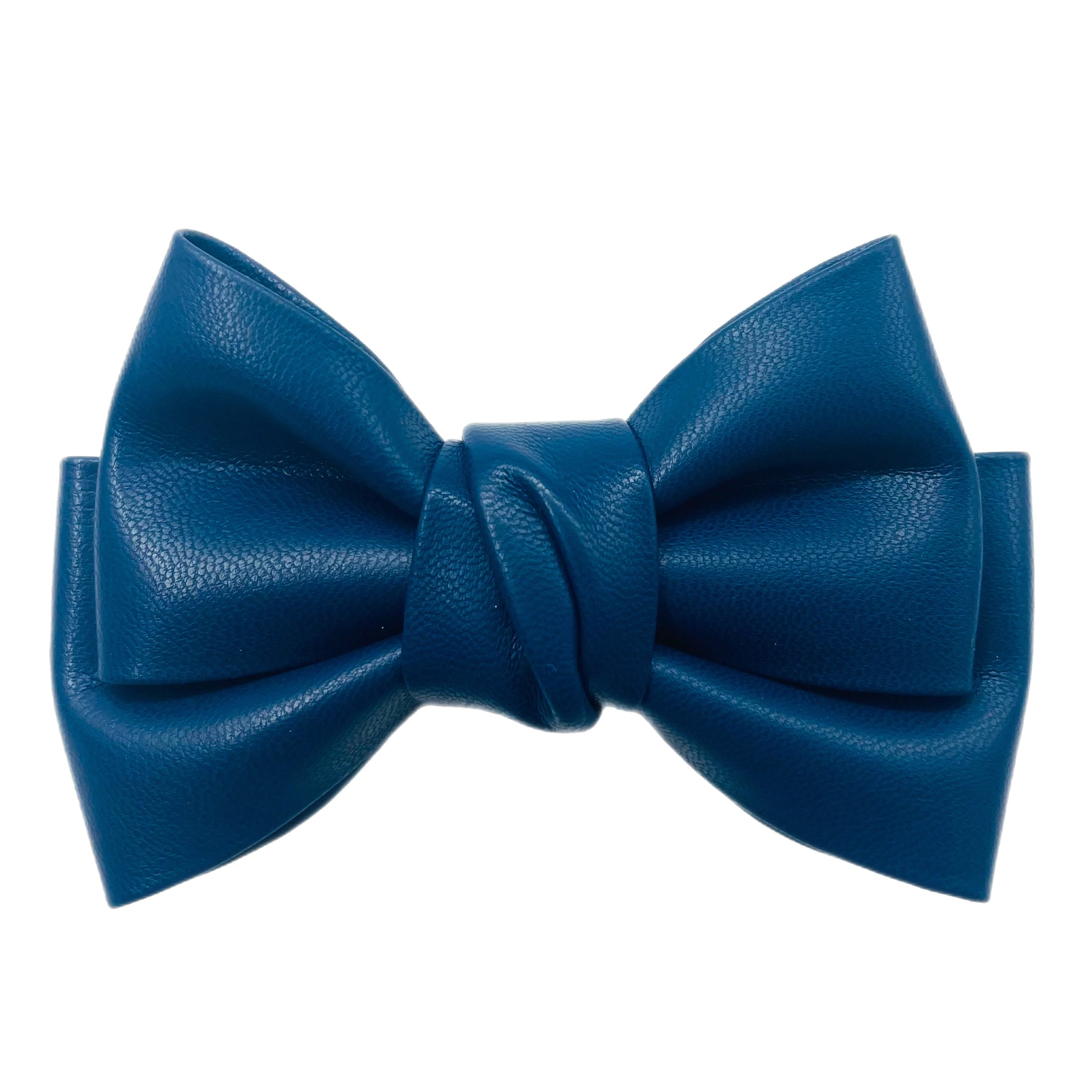 Navy Faux Leather  5" Pre-Tied Bow