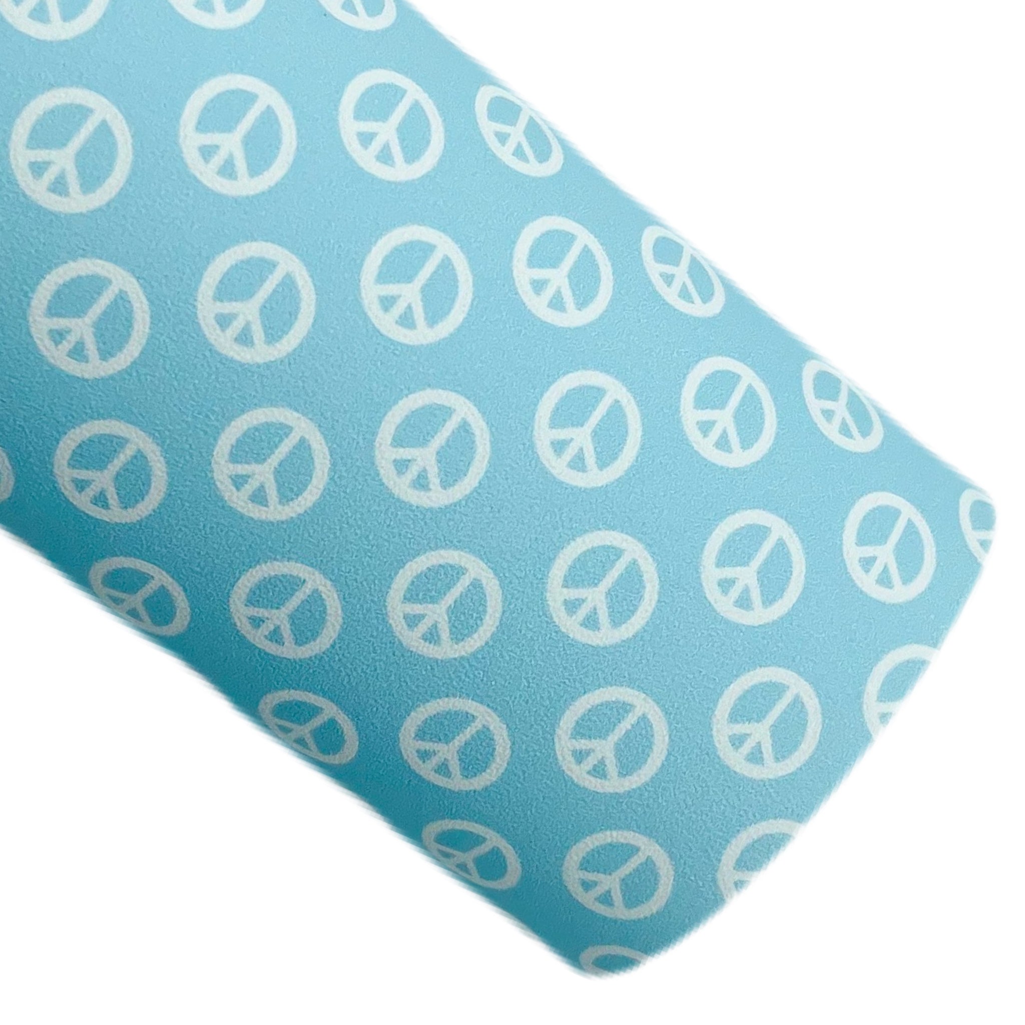 Blue Peace Signs Custom Print on Smooth Faux Leather