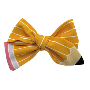 Yellow Pencil 5" Pre-Tied Fabric Bow