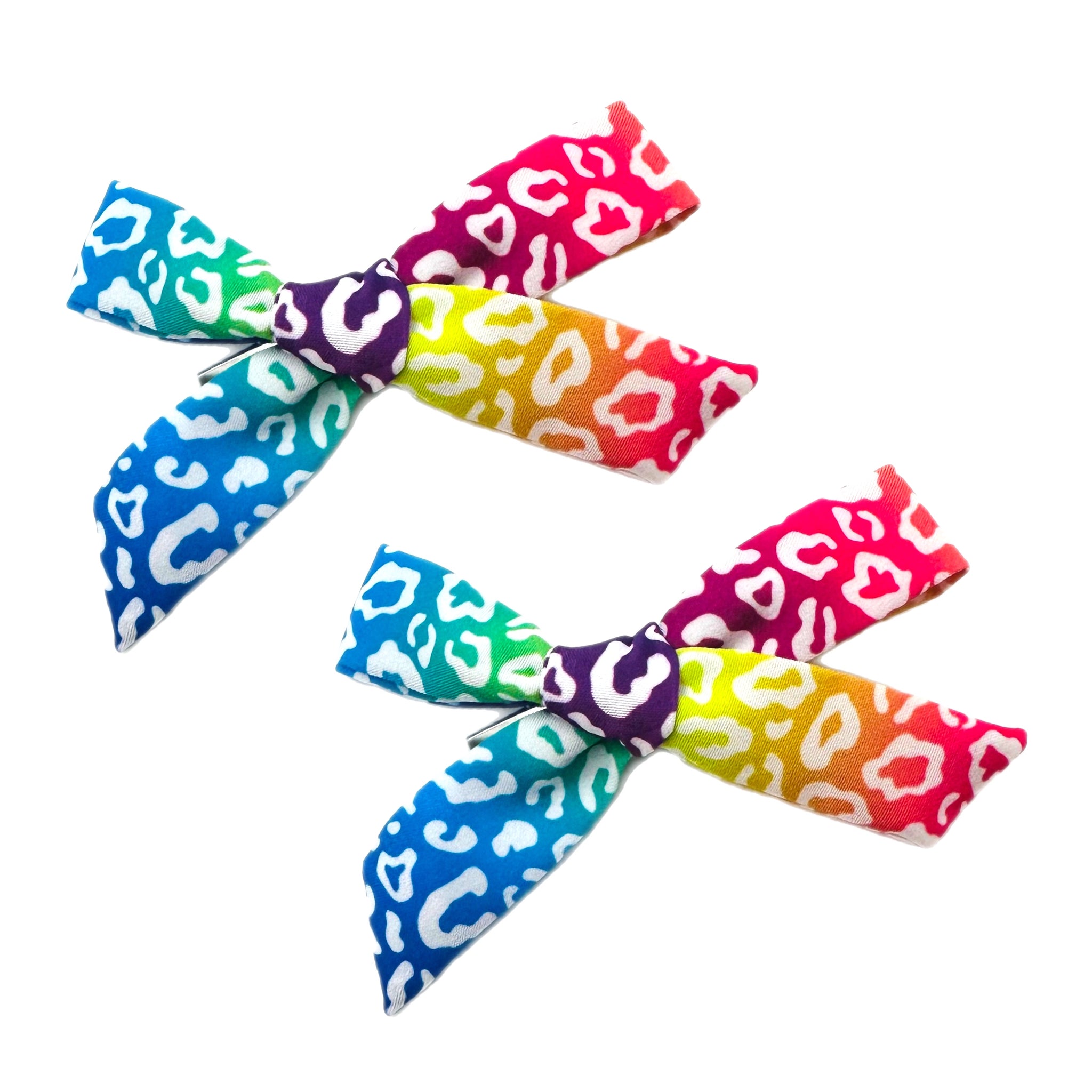 Ombre Rainbow Leopard 4" Pre-Tied Bow