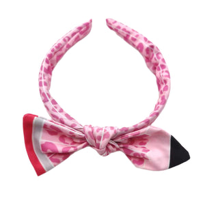 Pink Leopard Pencil Hand Tied Knotted Bow Headband
