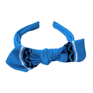 Blue Crayon Hand Tied Knotted Bow Headband