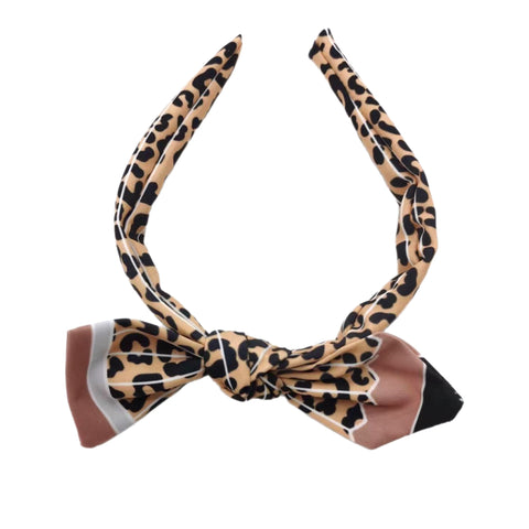 Leopard Pencil Hand Tied Knotted Bow Headband