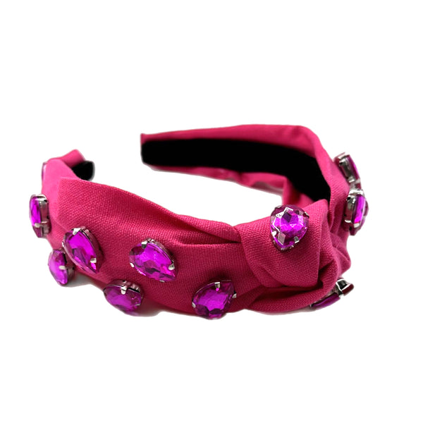 Hot Pink Luxury Gem Knotted Headband