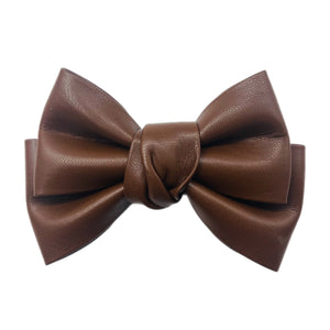 Brown Faux Leather  5" Pre-Tied Bow