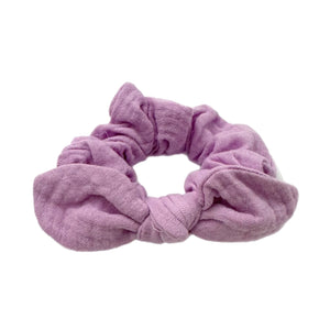 Lavender Muslin Hand Tied  Knotted Bow Scrunchie