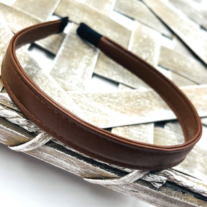 Brown Faux Leather Headband