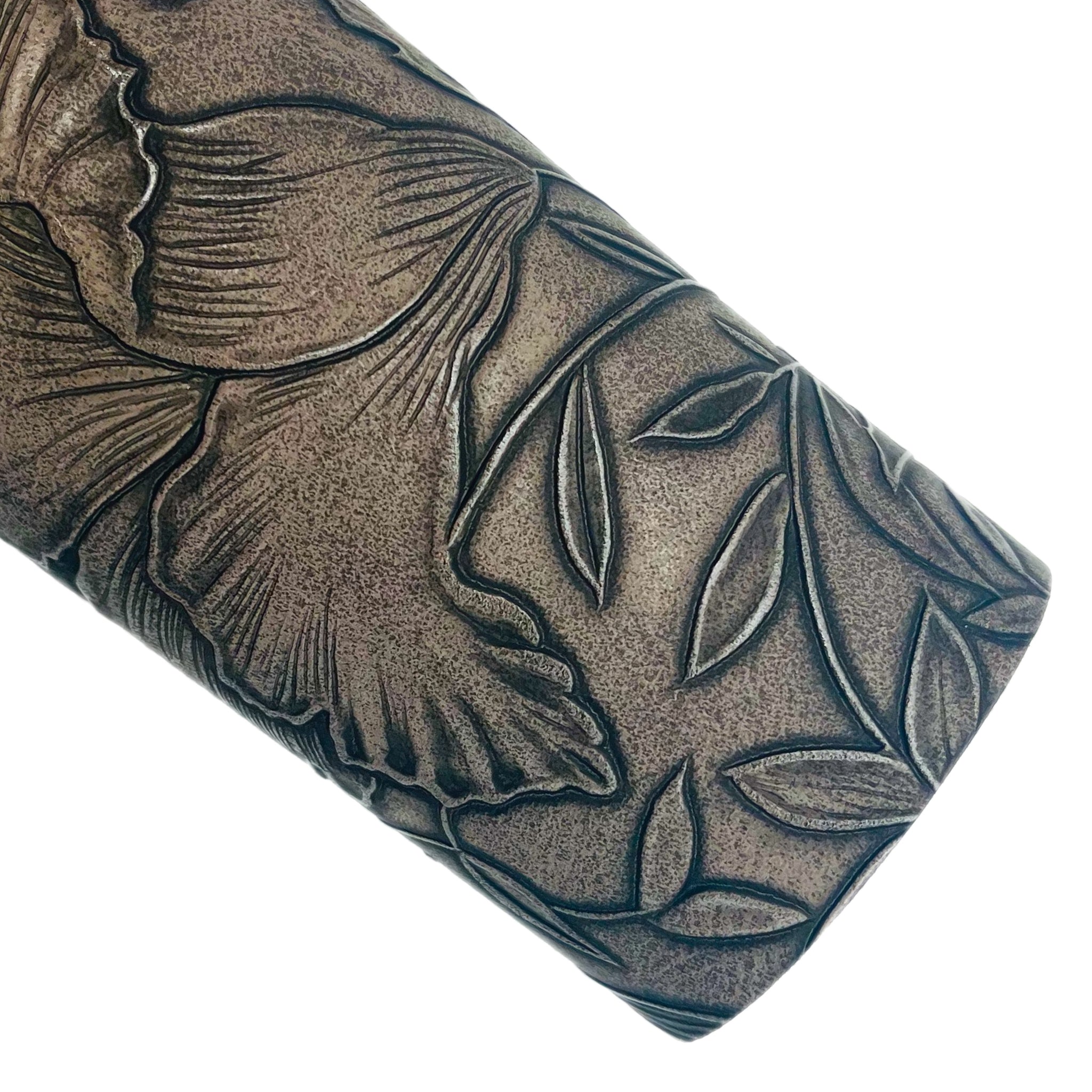 Espresso Floral Embossed Faux Leather