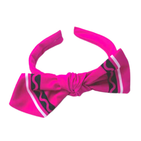 Pink Crayon Hand Tied Knotted Bow Headband