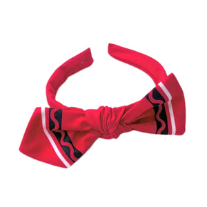 Red Crayon Hand Tied Knotted Bow Headband