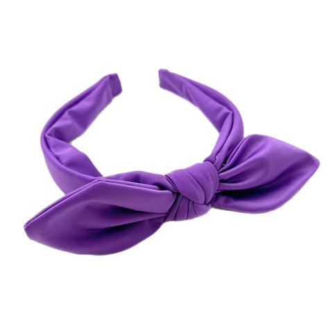 Purple Hand Tied Knotted Bow Swim Headband