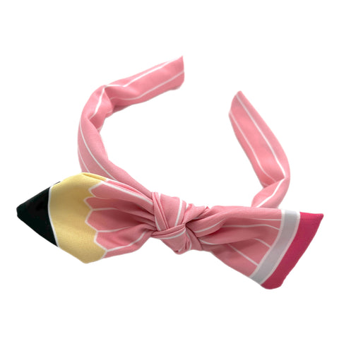 Pink Pencil Hand Tied Knotted Bow Headband