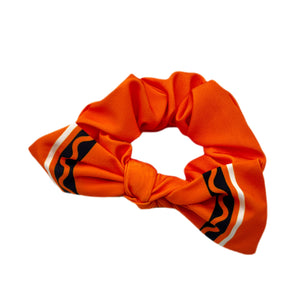 Orange Crayon Hand Tied Knotted Bow Scrunchie