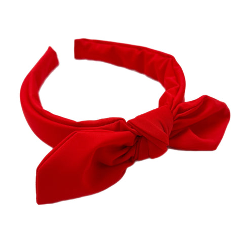 Red Hand Tied Knotted Bow Swim Headband