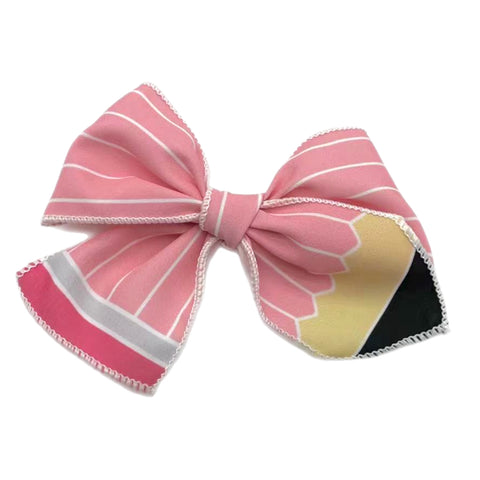 Pink Pencil Small Serged Edge Pre-Tied Fabric Bow