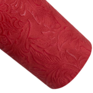 Red Embossed Faux Leather